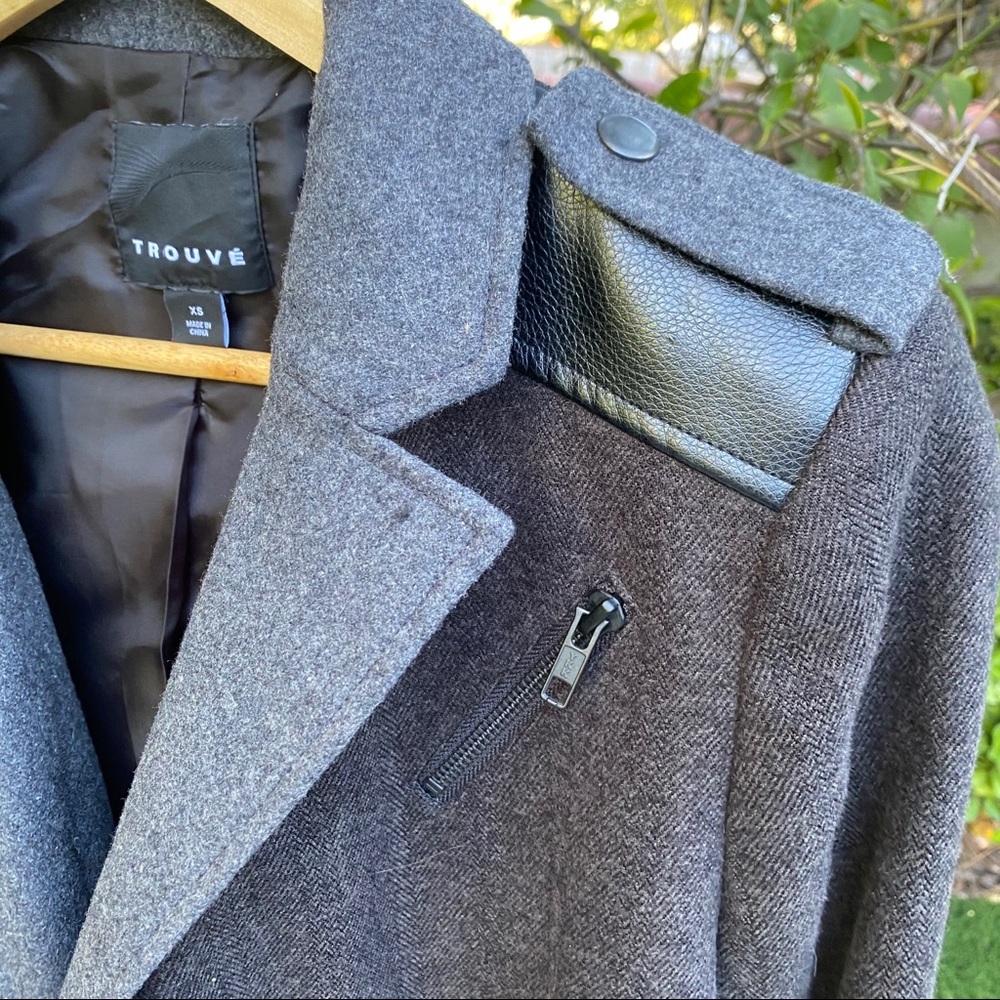 NWOT TROUVE Mixed Media Miltary Coat - Picture 8 of 16